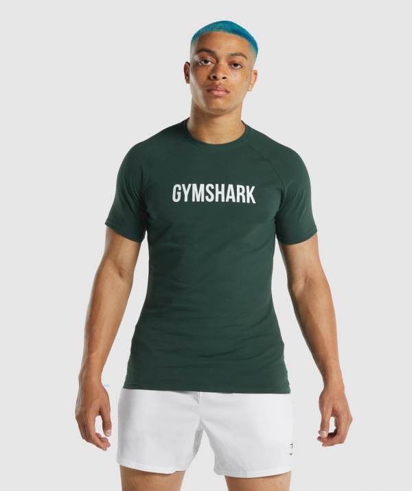 Panske Tricka Gymshark Apollo Tmavo Zelene | AR9672481
